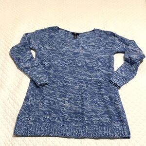 Gap Blue and White Long Sleeve, Knit Sweater - Size Medium